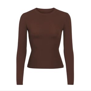 NWT | SKIMS Fits Everybody Long Sleeve T-shirt Cocoa Size XS